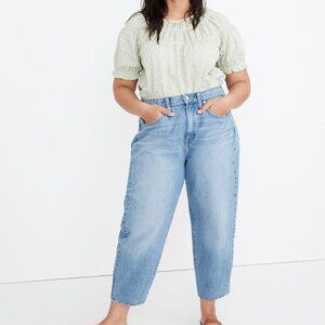 Madewell Baggy Tapered High Rise Blue Denim Jeans Size 32 100% Cotton
